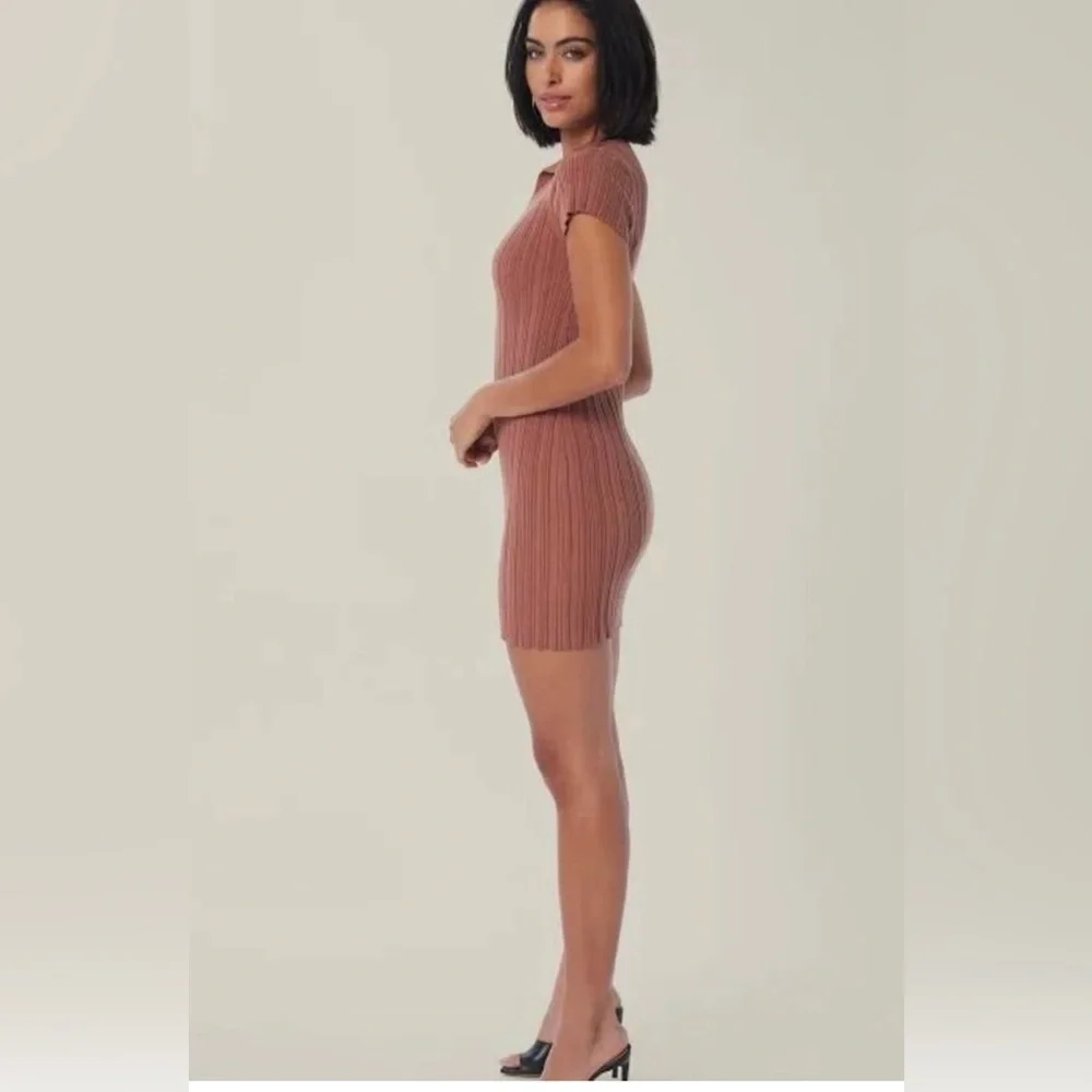 NWT LITA by Ciara ribbed polo dress in cinnamon - Picture 3 of 10